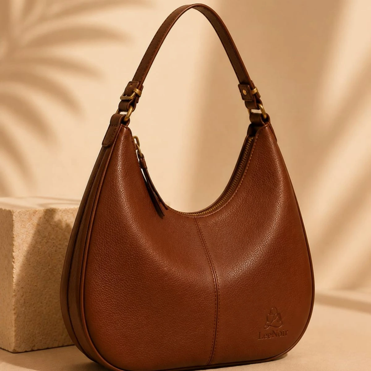 LeeNoir dark brown leather hobo bag