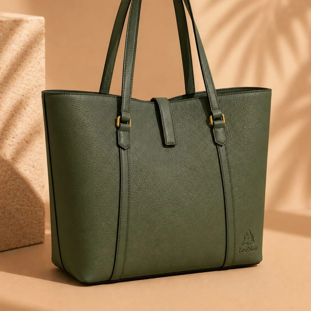 LeeNoir dark olive green tote bag